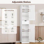 Iwell 66.9" Tall Bathroom Storage Cabinet with 2 Doors & 1 Drawer, Narrow Storage Cabinet with Adjustable Shelves, Floor Cabinet for Bathroom, Living