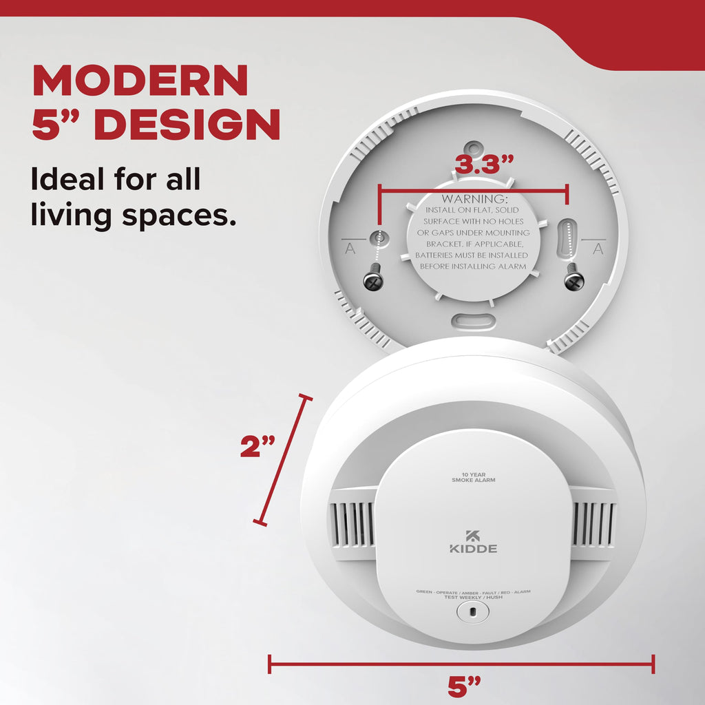 Kidde Smoke Detector, 10-Year Battery Powered, LED Status Lights, 85 dB Alarm, 20SD10, 1 Pack