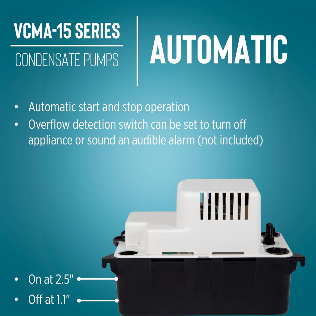 Little Giant VCMA-15ULST 115 Volt, 65 GPH, 1/50 HP Automatic Condensate Removal Pump for HVAC/Refrigeration Systems/Dehumidifiers with Overflow