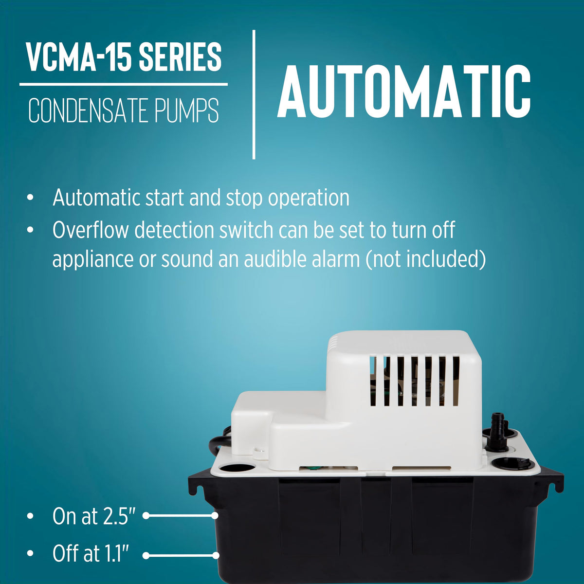 Little Giant VCMA-15ULST 115 Volt, 65 GPH, 1/50 HP Automatic Condensate Removal Pump for HVAC/Refrigeration Systems/Dehumidifiers with Overflow