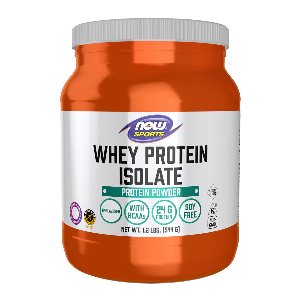 Now Sports, Whey Protein Isolate 24 g with BCAAs, Unflavored Powder, 1.2 lb