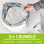 10pcs 5 Gallon Mylar Bags for Food Storage - 10 Mil Thick - Extra large bags 5 Gallon with Oxygen Absorbers 2500cc - Zipper Resealable Milar Bags