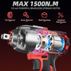 1/2" Cordless Impact Wrench 1107Ft-lbs(1500N.m) with 21V 2 Battery