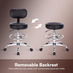 SUPERJARE Drafting Chair with Backrest, Adjustable Foot Rest Rolling Stool