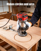 AVID POWER 6.5 Amp 1.25 HP Compact Router Tools for Woodworking, Fixed Base Wood Router with Trim Router Bits, 6 Variable Speeds, Edge Guide, Roller