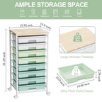 Rolling Cart with Drawers,Craft Organizers and Storage, Green