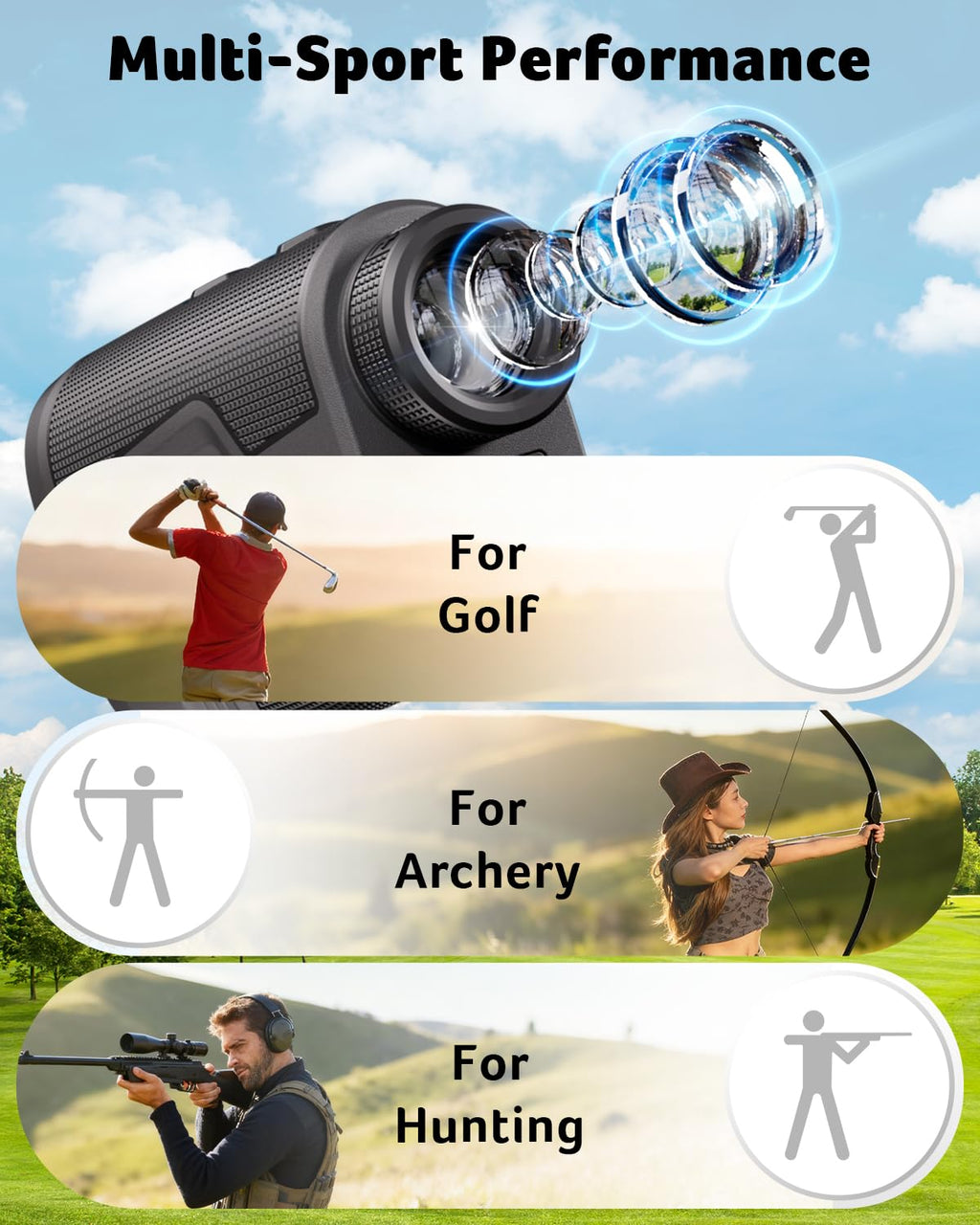 Acer Gadget Golf Rangefinder with Slope On/Off, 800/1200Yards, Golf Gifts