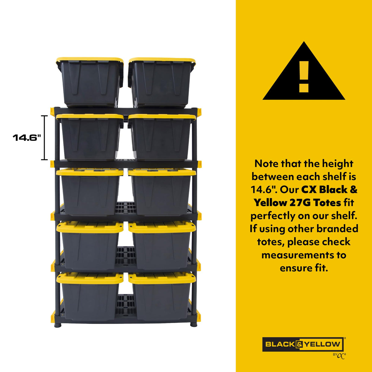 CX 5-Tier Heavy Duty Plastic Storage Shelves for Garage Organization