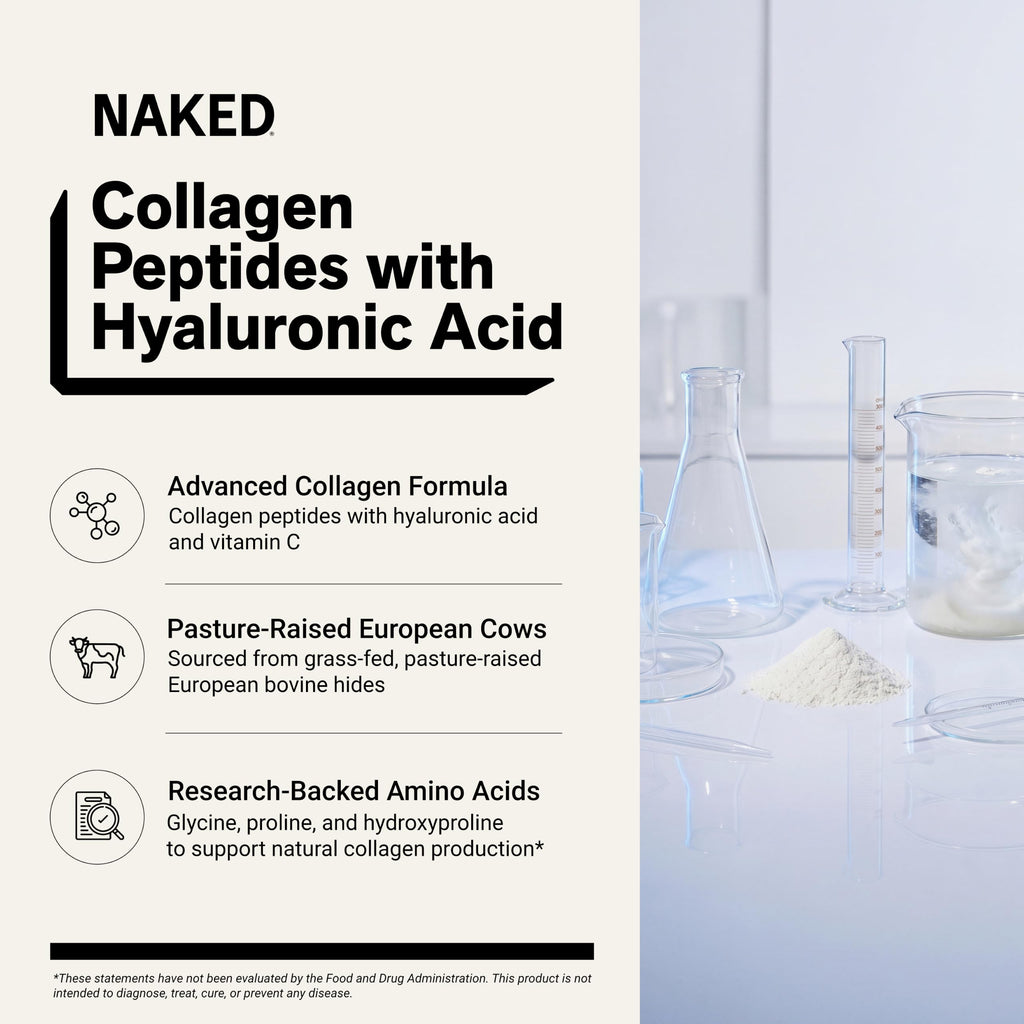 NAKED Collagen Advanced - Peptides Protein Powder, Hyaluronic Acid, Vitamin C, Pasture-Raised, Grass-Fed Hydrolyzed Collagen Supplement, Paleo