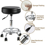 500lbs Heavy-Duty Adjustable Rolling Stool with Wheels & Foot pedal ring