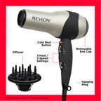 REVLON Turbo Hair Dryer | 1875 Watts of Maximum Shine, Fast Dry (Silver)