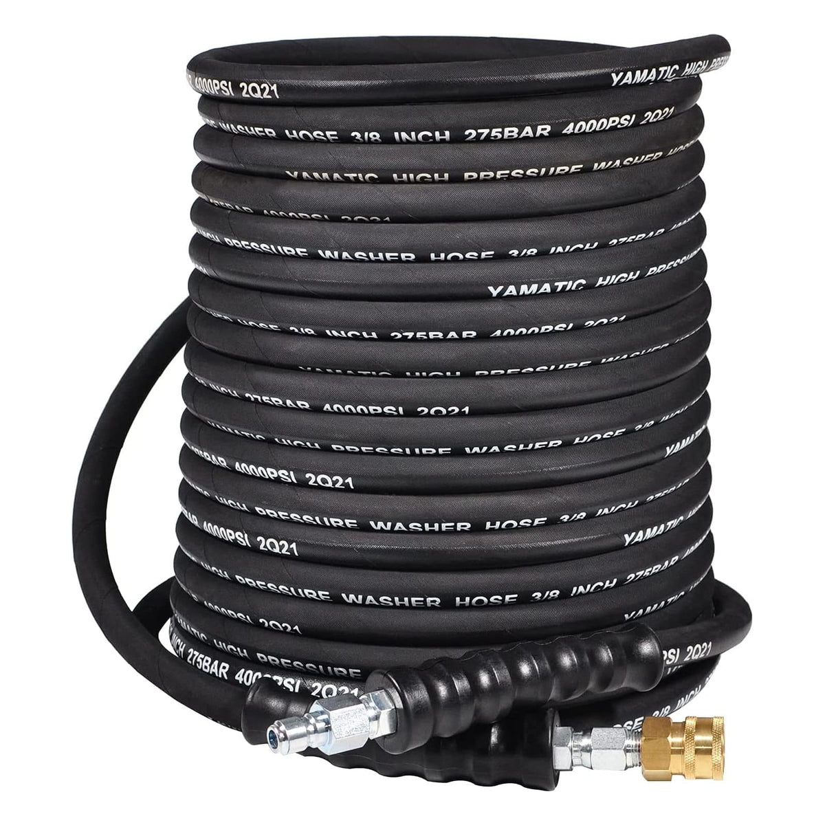 YAMATIC Pressure Washer Hose 3/8" x 50 FT, 4000 PSI, Swivel Quick Connect