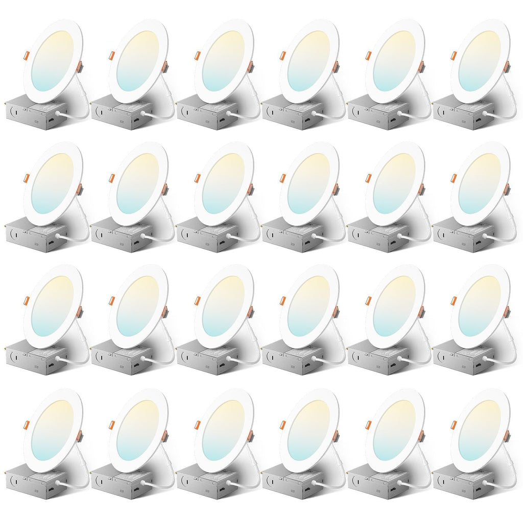 Amico 24 Pack 6 Inch Ultra-Thin LED Recessed Ceiling Light, 5CCT, 1050LM