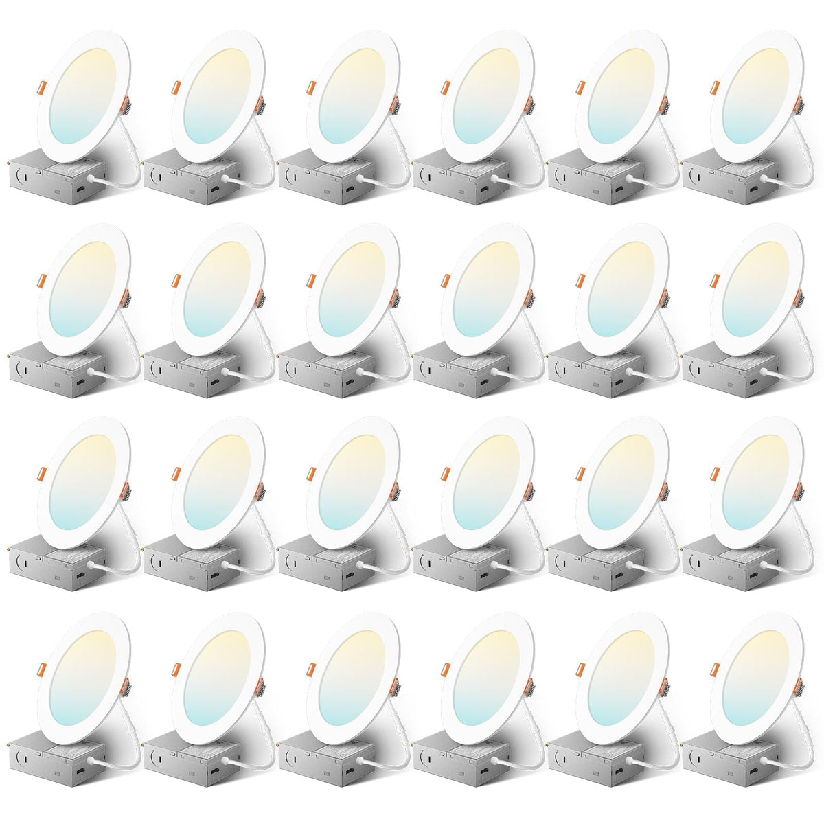 Amico 24 Pack 6 Inch Ultra-Thin LED Recessed Ceiling Light, 5CCT, 1050LM