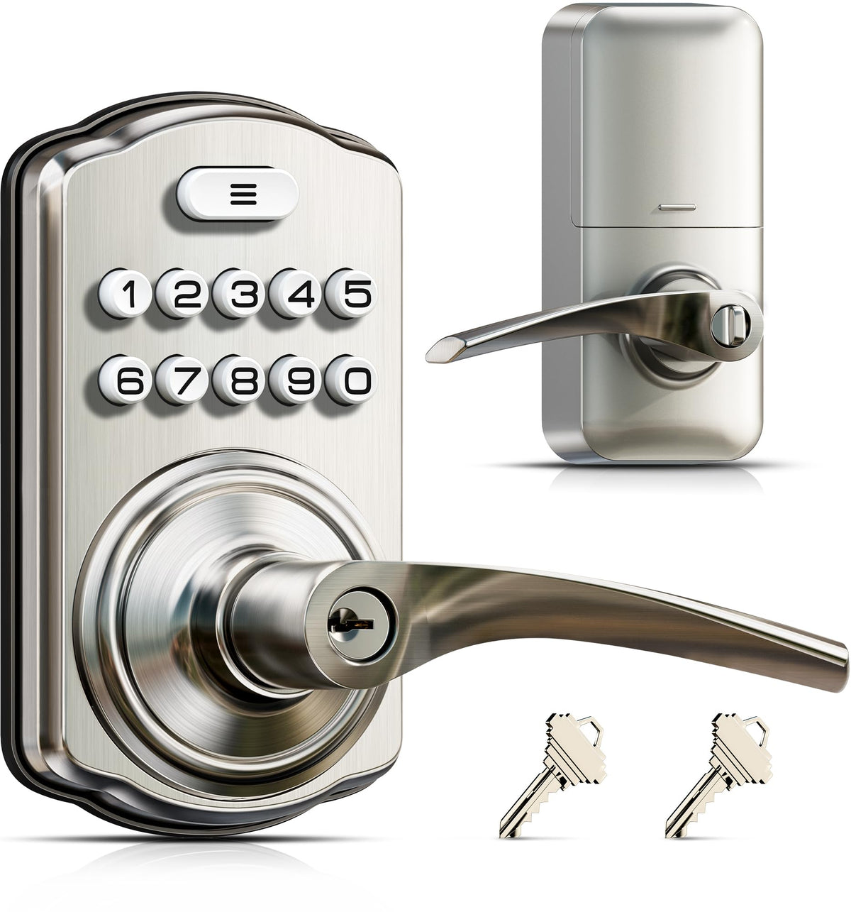 Veise KS04 Keypad Door Lock with Zinc Alloy Handle, Satin Nickel