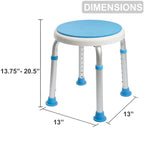 Vaunn Medical Tool-Free Assembly Adjustable Swivel Shower Stool Seat Bench SPA Stool with Anti-Slip Rubber Tips for Safety and Stability