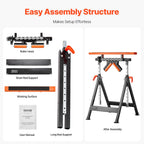 VEVOR 4-in-1 Roller Stand, 440 lb Load Capacity, 33-50 in Adjustable Height, Folding Heavy Duty with Rack & Polished Multi-Directional Roller Head