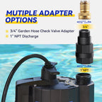1/3 HP Automatic Submersible Water Pump, 2160 GPH Sump Pump, 115V