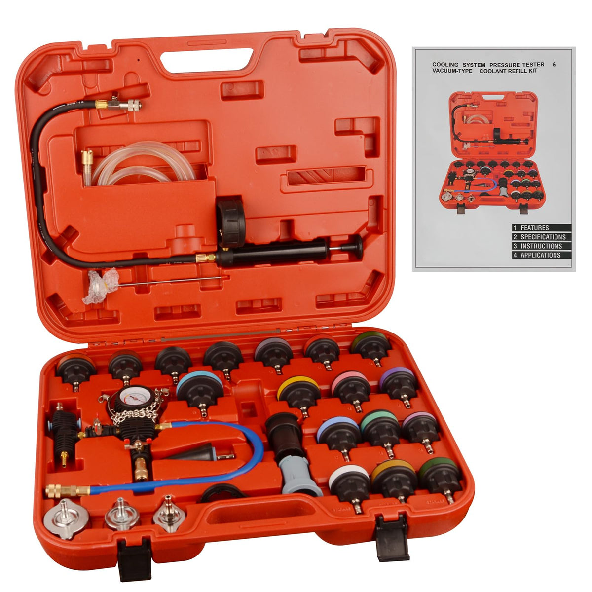 DAYUAN 28Pcs Universal Radiator Pressure Tester Kit Coolant Pressure Tester