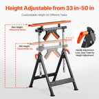VEVOR 4-in-1 Roller Stand, 440 lb Load Capacity, 33-50 in Adjustable Height, Folding Heavy Duty with Rack & Polished Multi-Directional Roller Head