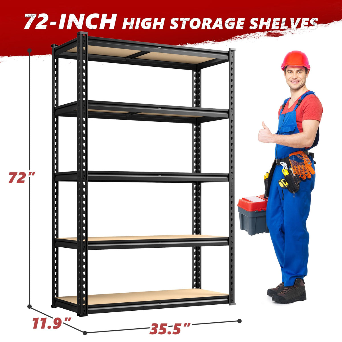 REIBII 2400 LBS Garage Shelving for Basement, Adjustable Shelving Unit