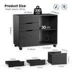 DUMOS 3 Drawer Rolling File Cabinet, Wood Printer Stand with Storage