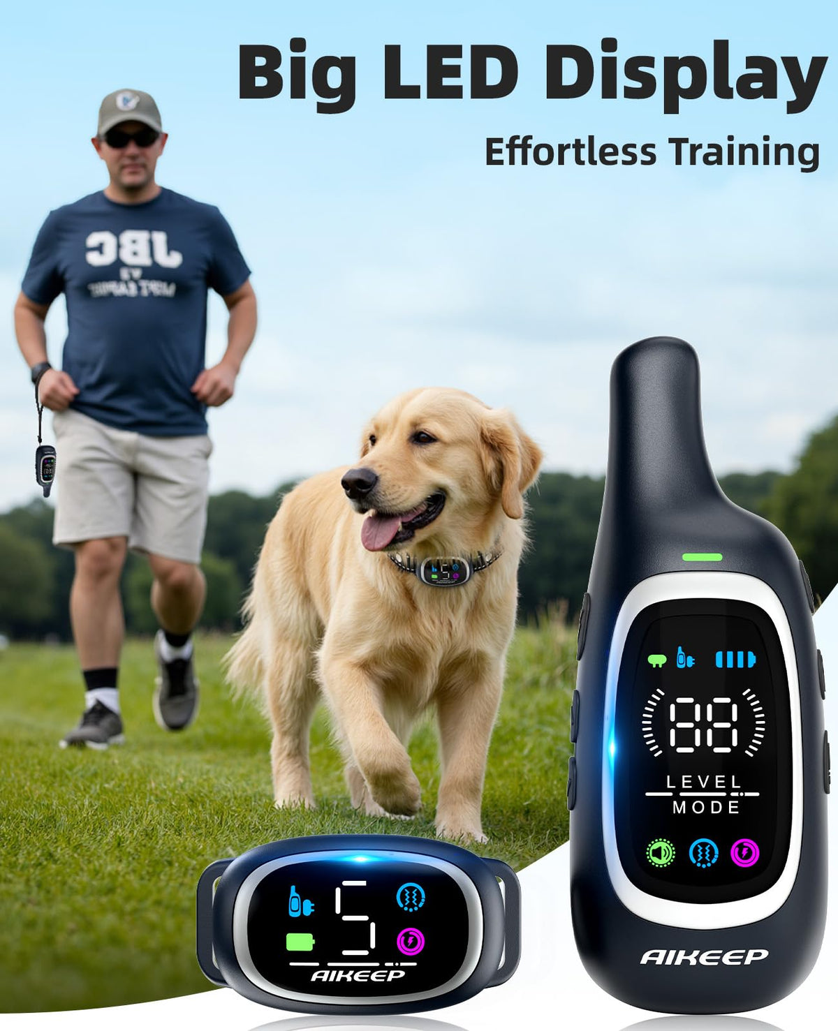 2-in-1 Dog Shock Collar and Bark Collar for Dogs – 3300FT Dog Training Collar with Remote, IP67 Waterproof e Collar with Anti