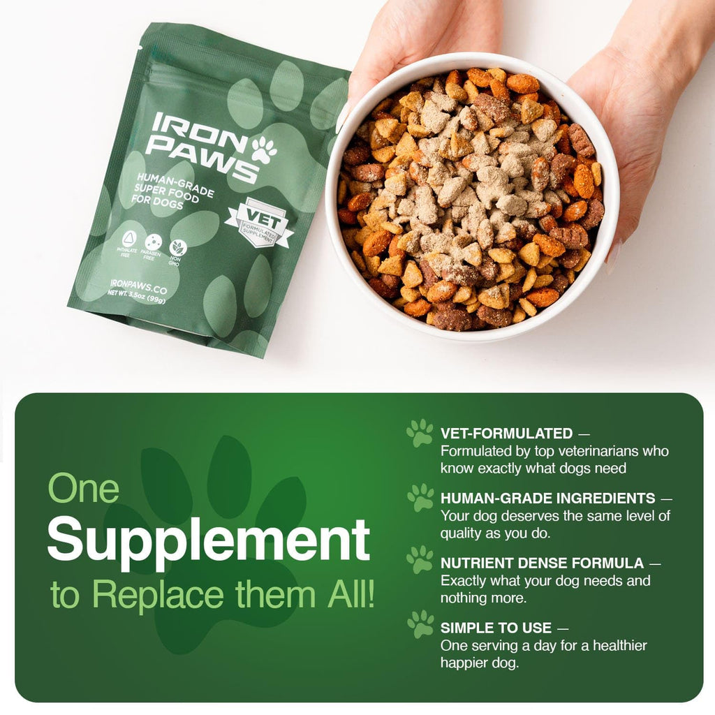Human-Grade Superfood for Dogs, Premium Greens Powder Supplement for Dental Health, Longevity, Hip & Joint, Gut Health, Allergies, Immune Support