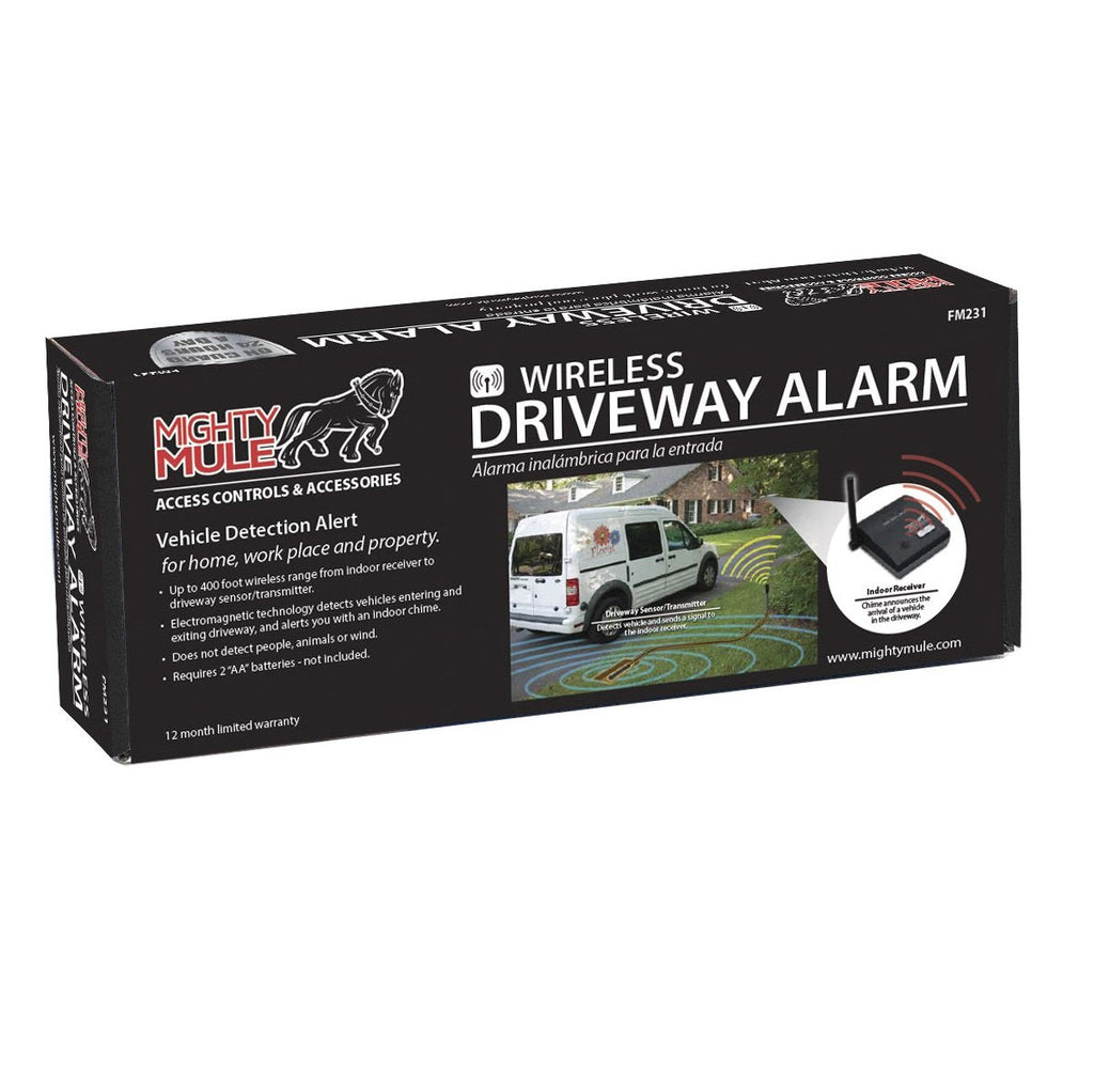 Mighty Mule FM231 Wireless Driveway Alarm – Electromagnetic Vehicle Detection, Indoor Receiver, 400 ft Range, Expandable, Battery Powered, Easy