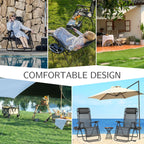 EDX Zero Gravity Chair Outdoor Lounge Chair，Suitable for Beach Terrace Pool Patio, Black 2-Pack