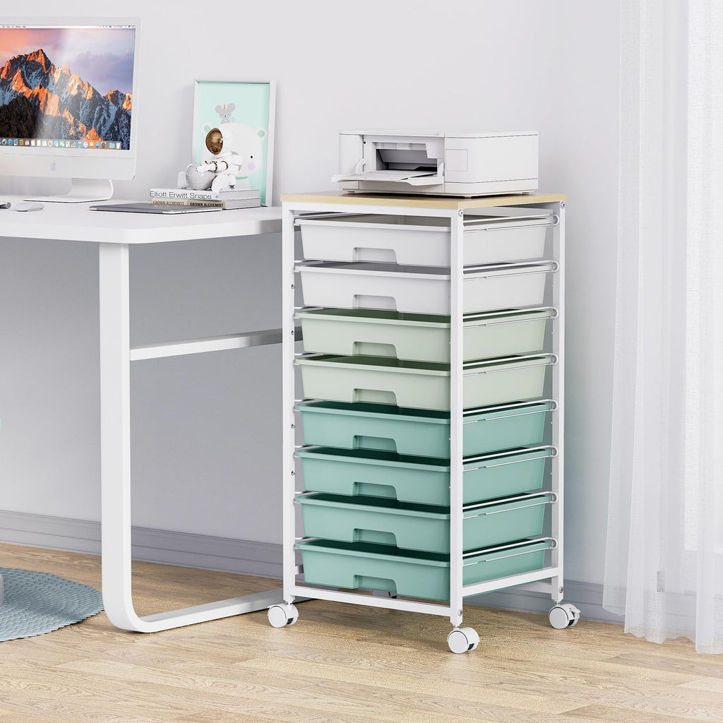 Rolling Cart with Drawers,Craft Organizers and Storage, Green