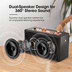 Karaoke Machine, Retro-Design Speaker with 2 Wireless Microphones for Adults & Kids, Portable Karaoke System for Home Party, Bluetooth/AUX/USB/TF/TWS