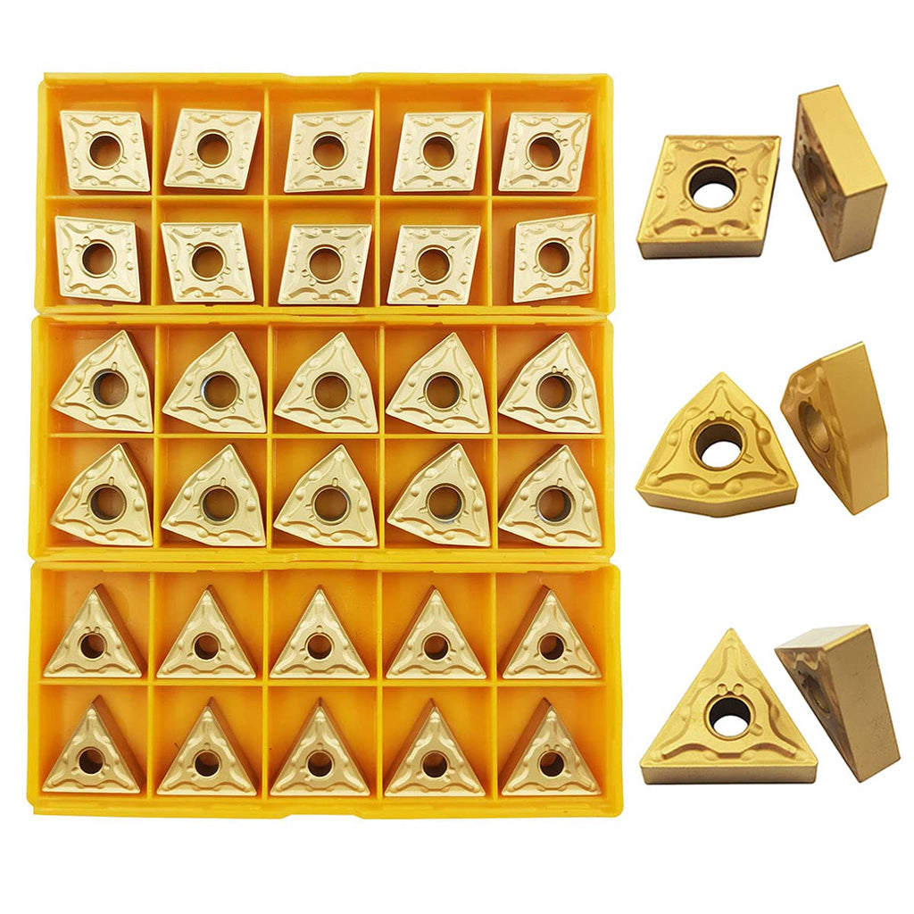 5/8" 36PCS Indexable Carbide Lathe Turning Tool Insert Holder Bit Set MTJNR1616H16 + MWLNR1616H08 + MCLNR1616H12 with CNMG 431 + WNMG 431 + TNMG 331
