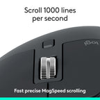Logitech MX Master 3S Bluetooth Wireless Mouse No Receiver - Graphite