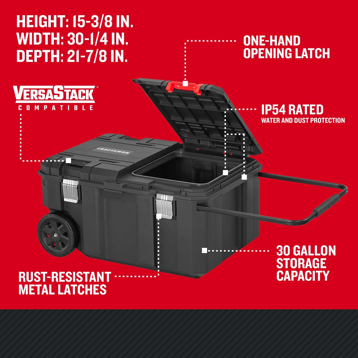 CRAFTSMAN VERSASTACK 30 Gallon Quick-Access Rolling Tool Chest (CMST17870)