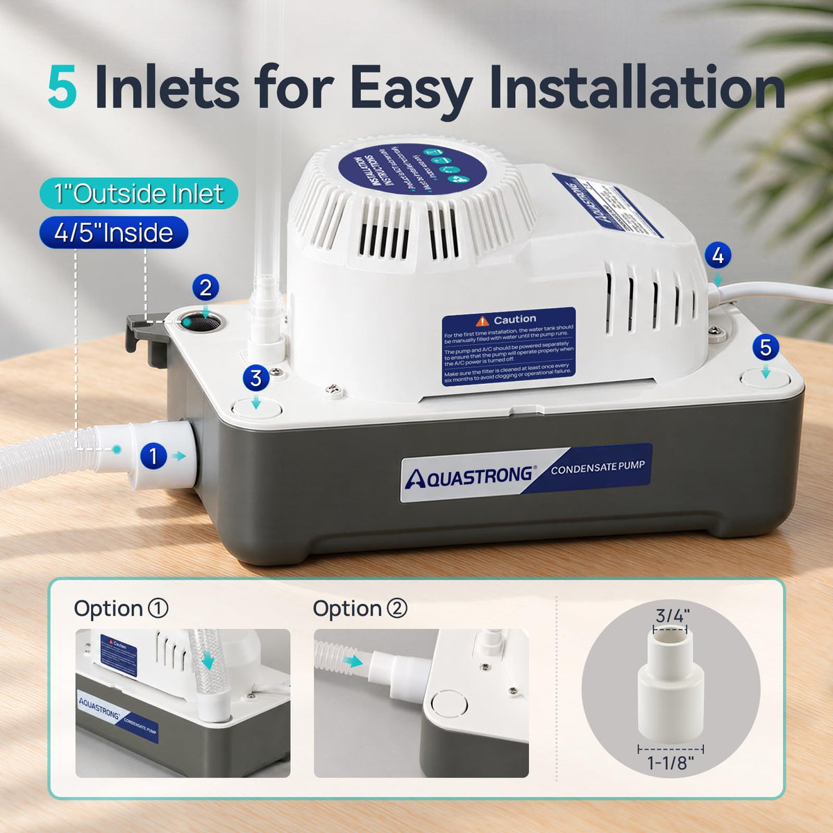 Aquastrong 115V 70GPH HVAC Condensate Pump, AC Condensate Remove Pump with Automatic Safety Switch & & 19.7ft Tubing for Air Conditioner, Furnace