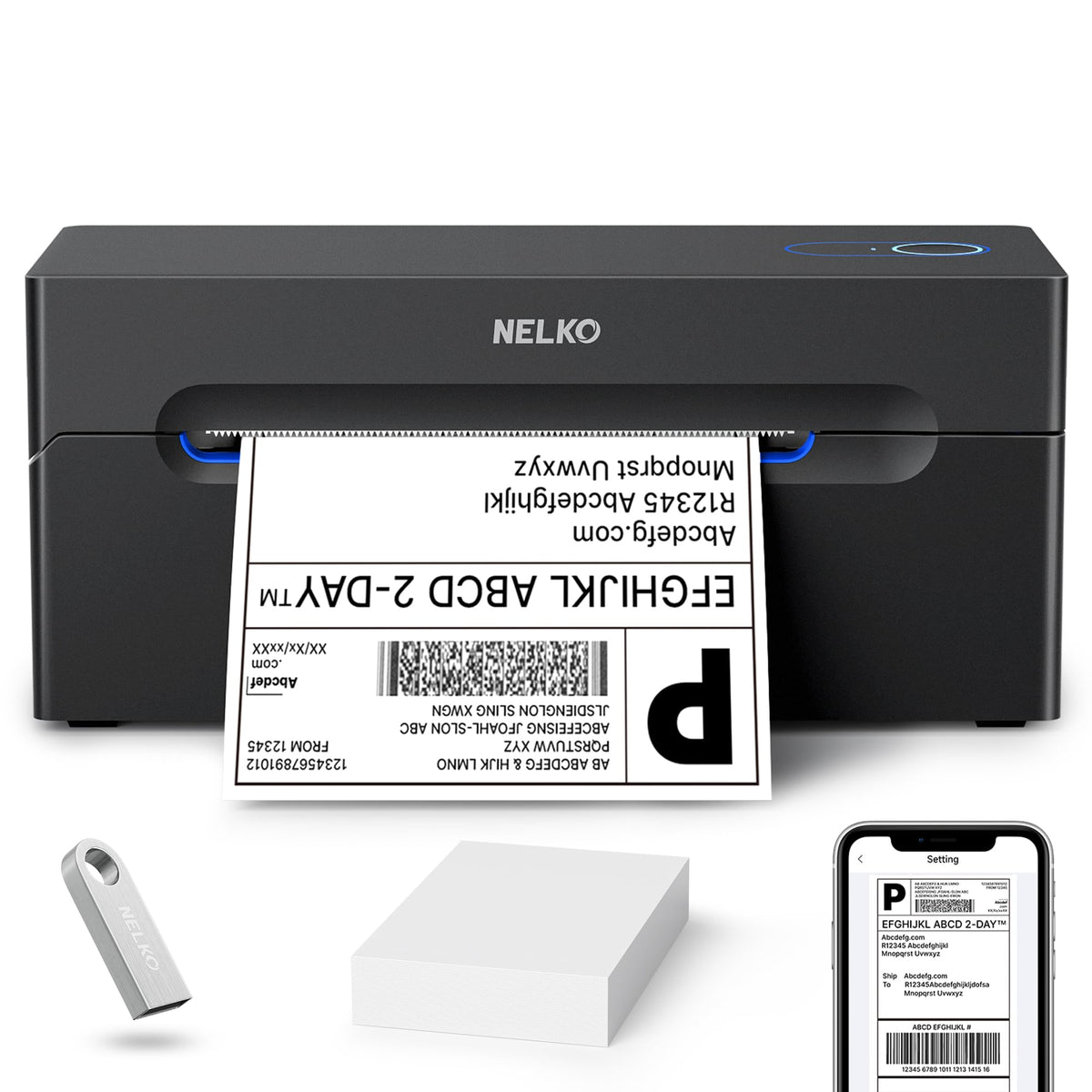Nelko Bluetooth Thermal Shipping Label Printer, 4x6 Thermal Label Printer