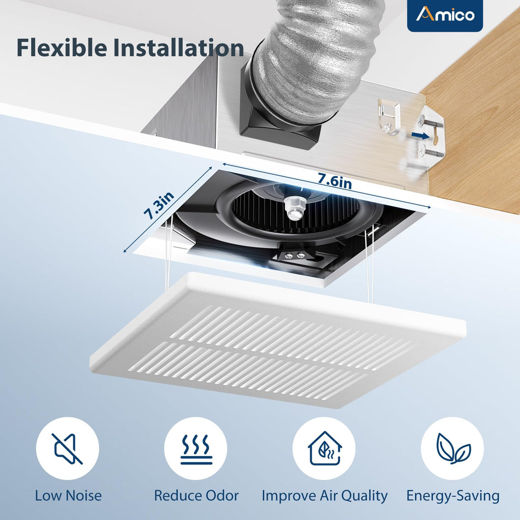 Amico Bathroom Exhaust Fan 2 Pack, 80 CFM, 1.0 Sones - UL Certified