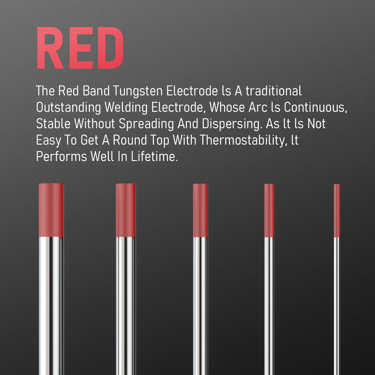 YESWELDER TIG Welding Tungsten Electrode Red Tip