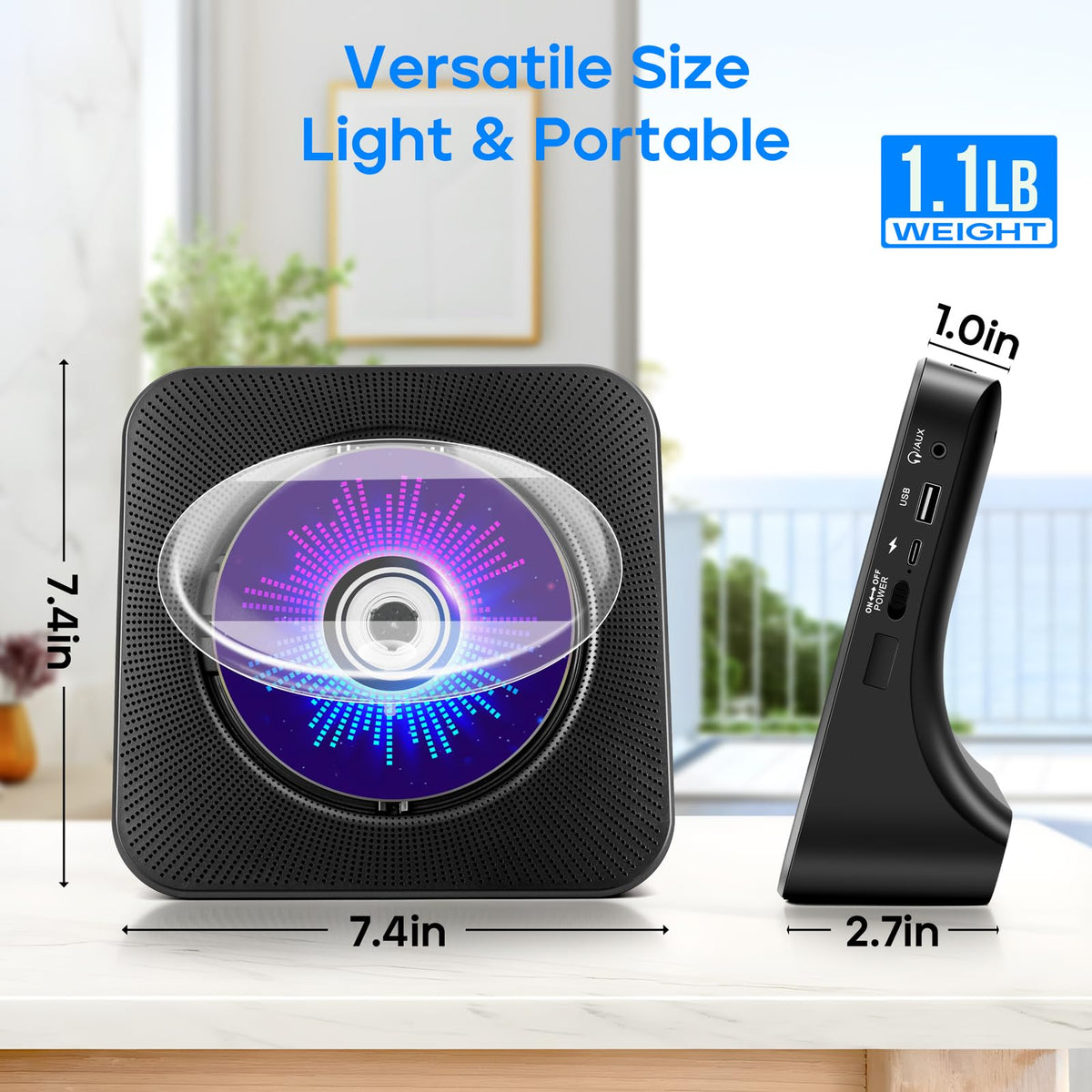 Portable CD Player with Bluetooth, Hi-Fi Speakers & FM Radio