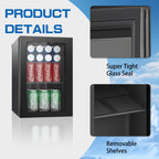 Erivess 24 Cans Mini Fridge, 18L Beverage Refrigerator Cooler, Black