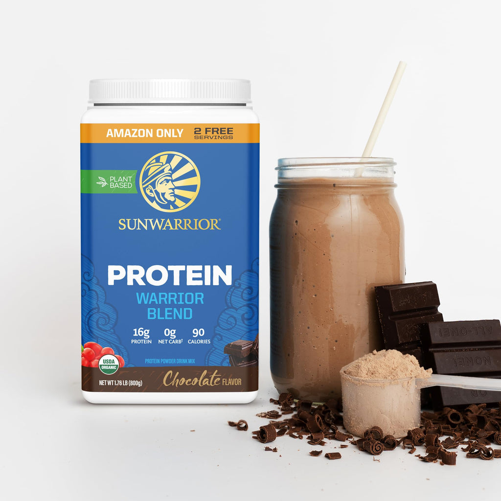 Sunwarrior Organic Plant Based Protein Powder, 32 Servings Chocolate