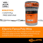 Gallagher 1/16" Electric Fence Polywire for Livestock, 1640ft Roll