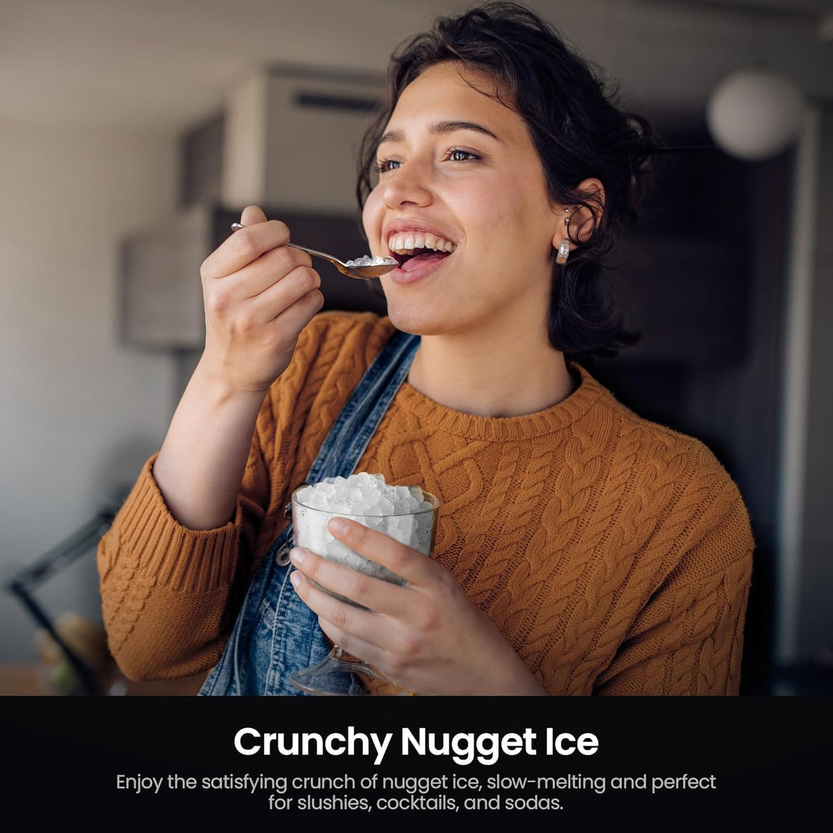 Kismile Nugget Ice Maker Countertop, 35 lbs/Day, Stainless Steel