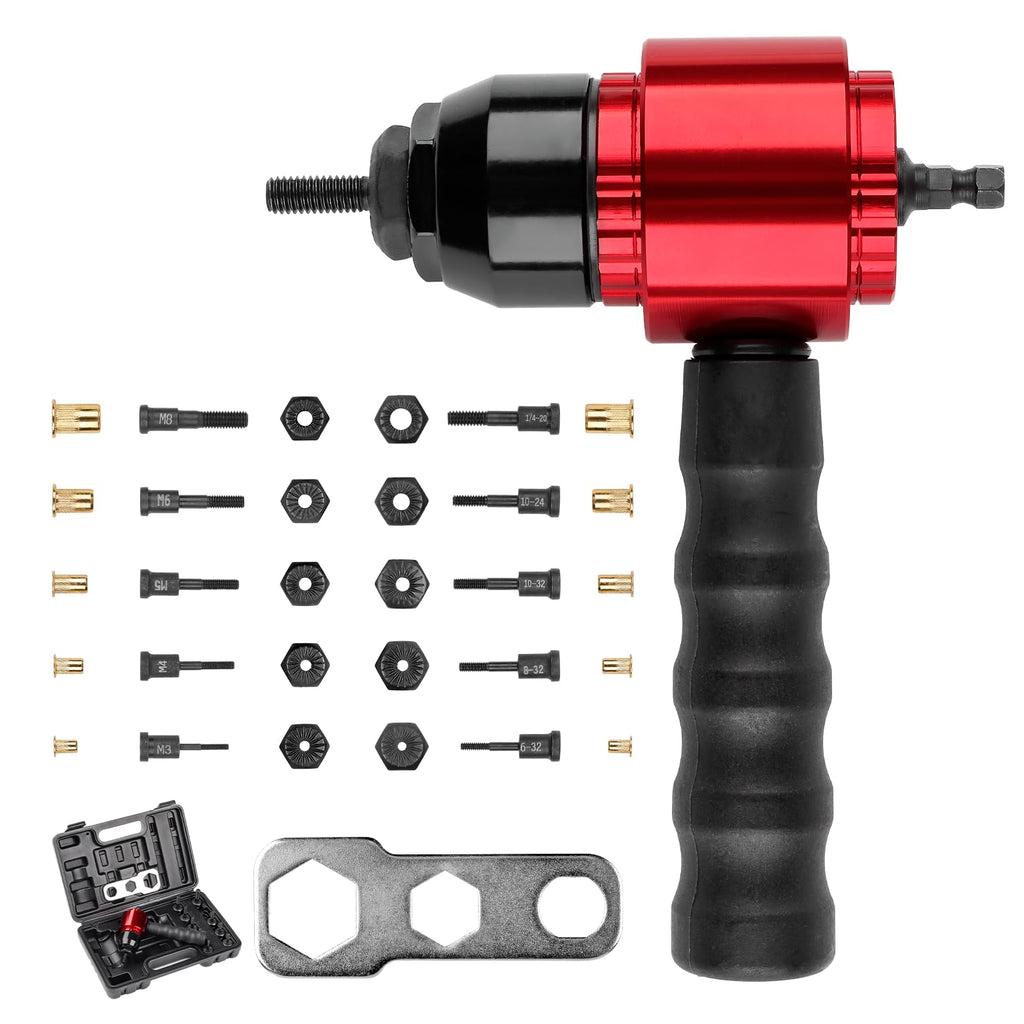 YUZES Rivet Nut Tool Kit for Drill & Ratchet, 10 Mandrels, 50 Rivet Nuts