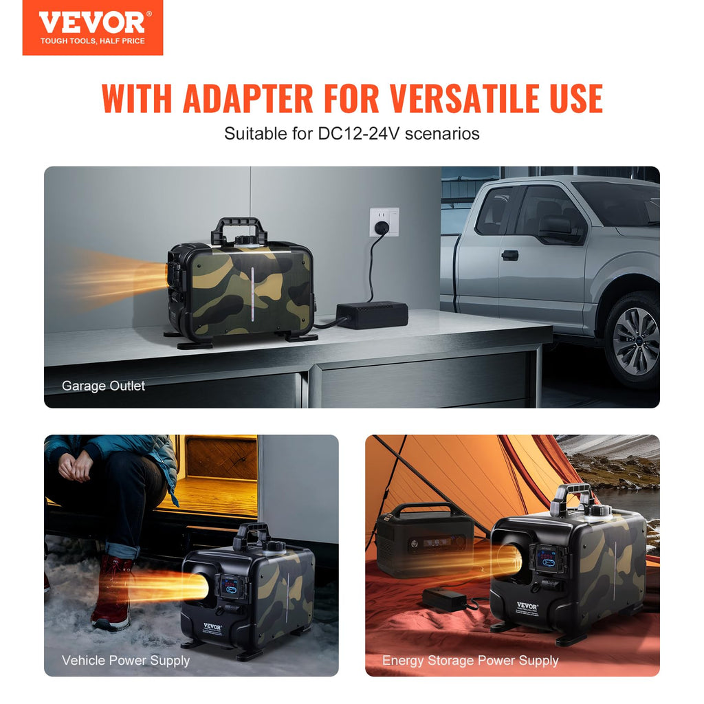 VEVOR 8KW Diesel Heater, DC 12V/24V, Bluetooth APP Control, CO Alarm