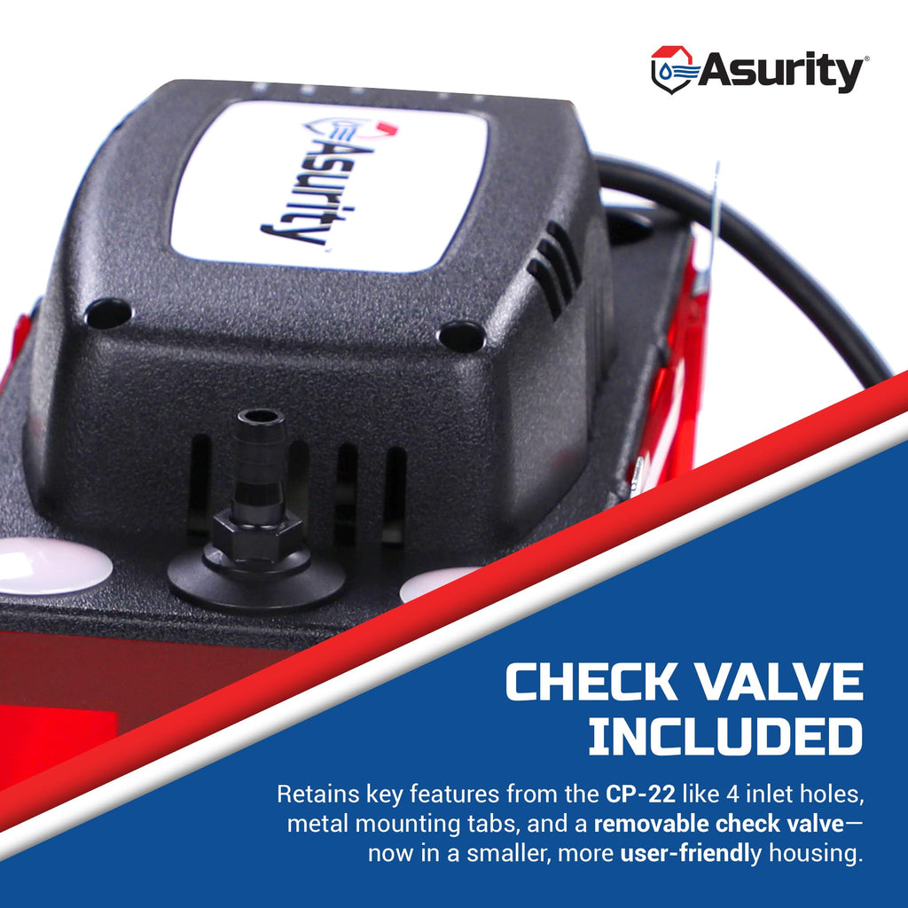 Asurity by Diversitech ULTRACP-22 120V Compact HVAC Condensate Pump with 22' Max Lift Height, Standard HVAC Condensate Removal Pump for Air