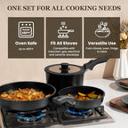 Nonstick Pots and Pans Set - 20 Pack KIKCOIN Stackable Cookware Set with Detachable Handle, RV Kitchen Cooking Set with Removable Handles - Oven Safe
