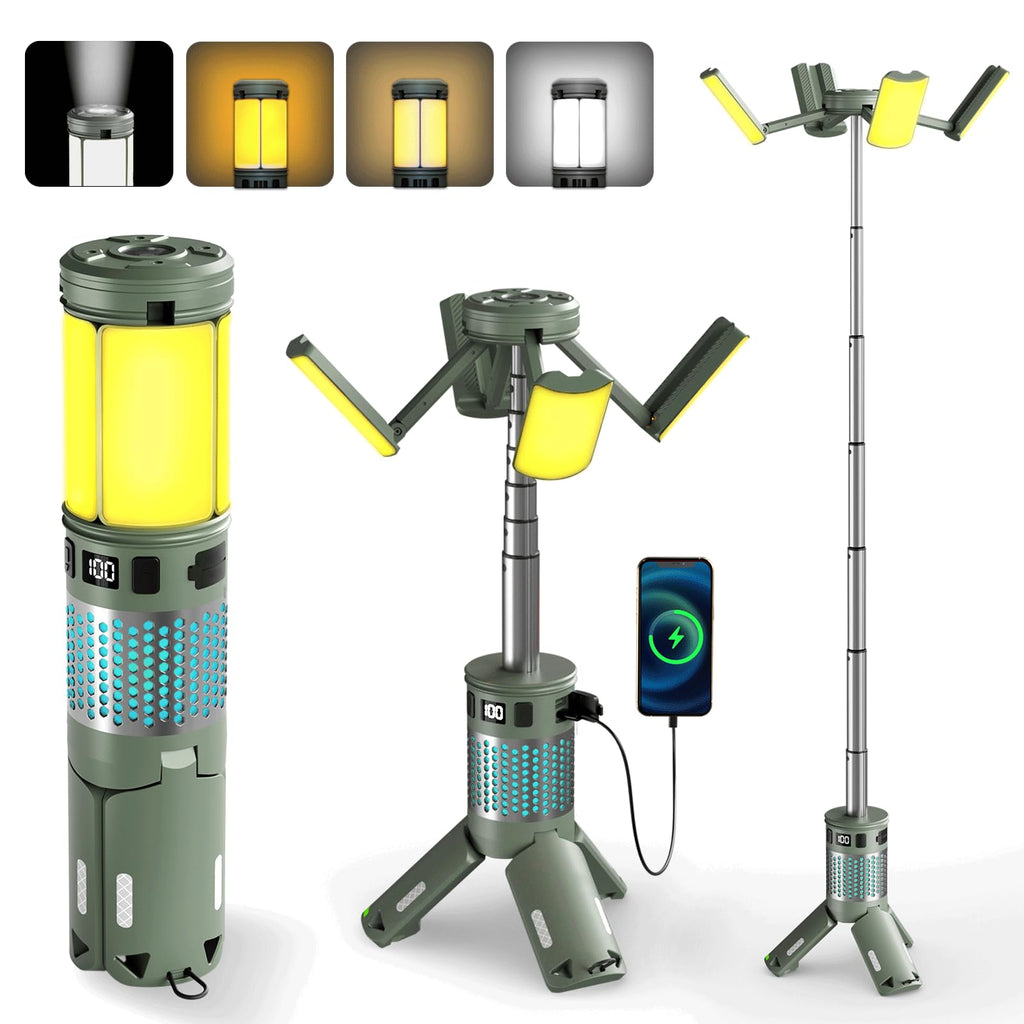 Telescopic Camping Lights with Stand, 40H Playtime, Magnetic Base