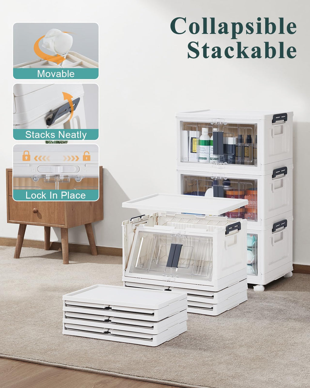 OlarHike 23QT Storage Bins with Lids for Closet, Office, Room, 3 Pack